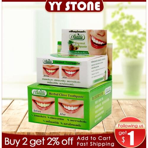 25g+10g Natural Rasyan Herbal Clove Thailand Toothpaste Tooth Whitening Toothpaste Remove Bad Breath Dentifrice Tooth Paste