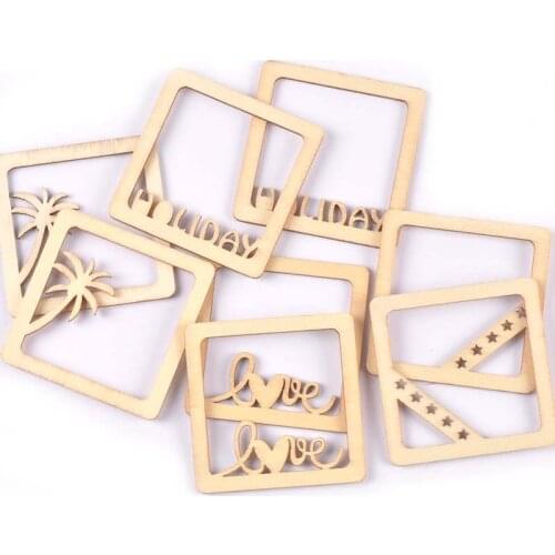 10Pcs Love/coconut Tree Natural Wooden Crafts Photo Frame Wood Slices DIY Scrapbooking Accessories Handmade Home Decor 57mm