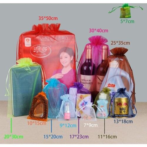 100pcs Organza Gift Bag Jewelry Packaging Bag Wedding Party Decoration Favors Drawable Gift Bag Pouches Baby Shower Storage