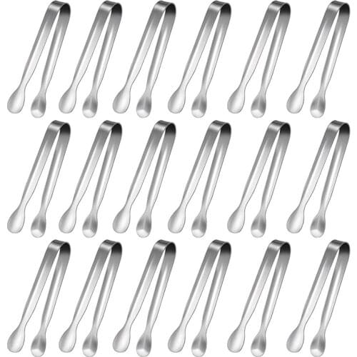 18 Pieces Sugar Tongs Ice Tongs Stainless Steel Mini Serving Tongs Appetizers Tongs,Kitchen Tongs(Silver, 4.3 Inch)