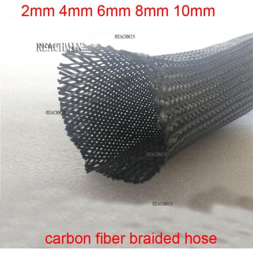2mm 4mm 6mm 8mm 10mm 3K carbon fiber braided hose PET Wire sleeve graphite casing high temperature resistance 650 Celsius