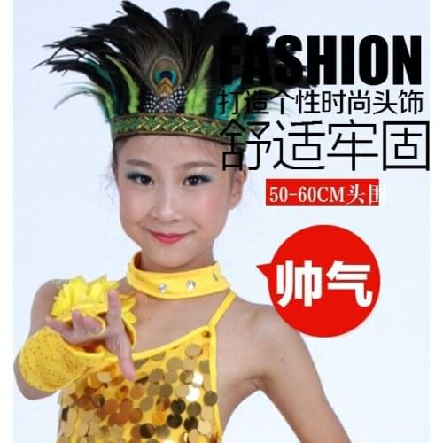 2018 Headband Bonnet Hat Ethnic Ostrich Feather Headwear Natural Peacock Feather Headdress Costume