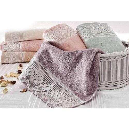 4 pcs Pure Cotton Lace Super Absorbent Large Towel Face Bath Towel Thick Soft Bathroom Towels Comfortable Towels Purple Colors