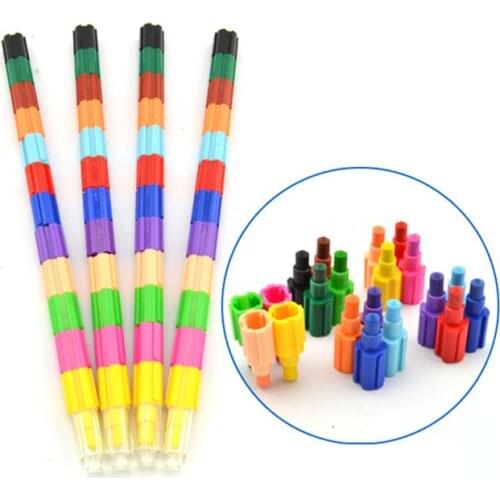 Stacking Buildable 6 Colors Crayons Set, Connect Stack and Build Crayons Sideways and Up, Kids Drawing Supplies