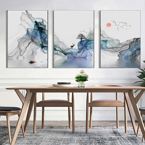 Abstract Sunrise Landscape Wall Art Canvas Paintings Nordic Picture Poster Print Living Room Office Home Decor