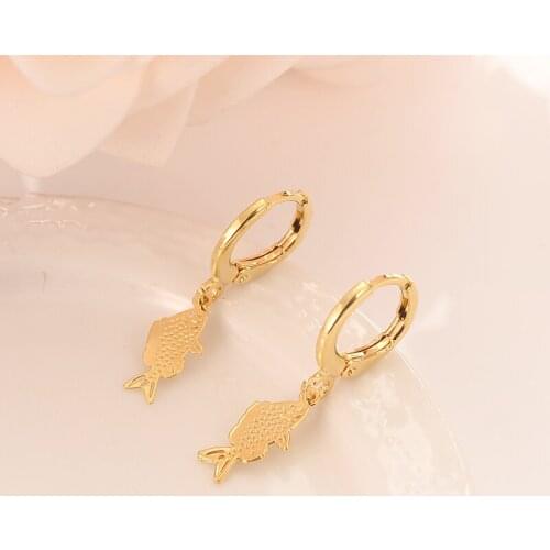 Bangrui cute fish Gold Color Copper Earring Women/Gril Gift Lovely Cute Animal Charm Jewelry kids gift diy charms