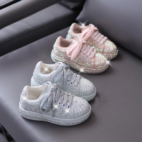 Shinning Rhinestone girls board shoes autumn 2021 new Korean version of childrens Princess casual shoes 4-15 years old
