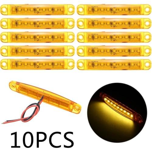 10Pcs 150mm 12V 9 LED Amber Car Truck Lorry Side Marker Trailer Light Rear Side Indicator Signal Marker Lamp DIY Accessories