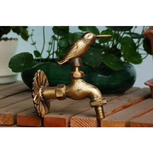 Decorative outdoor faucets Wall mounted brass animal garden Bibcock with rural style antique bronze bird tap