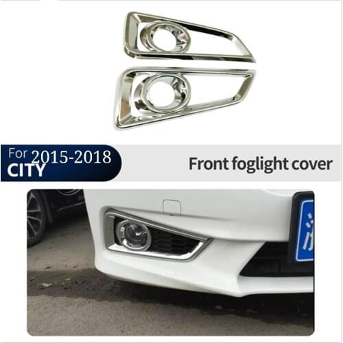 For Honda CITY 2015-2018 ABS chrome front fog lamp frame decoration Front fog lamp frame bright cover Car Accessories