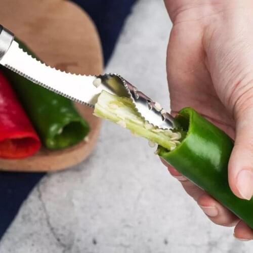 Stainless Steel Pepper Corer Tomato Core Remover Fruit Slicer Kernel Knife Cutter Pepper Corer Separator Kitchen Gadgets