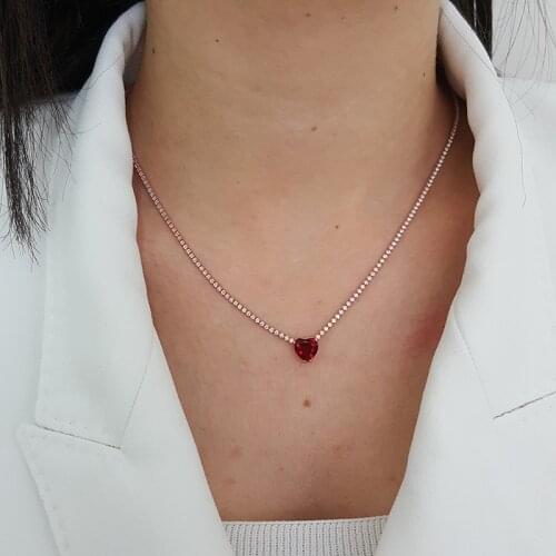 Love Waterway 925 Silver Diamond Water Drop Heart Baguette Minimal Necklace For Women Trendy Super Luxury Turkish Fine Jewelry