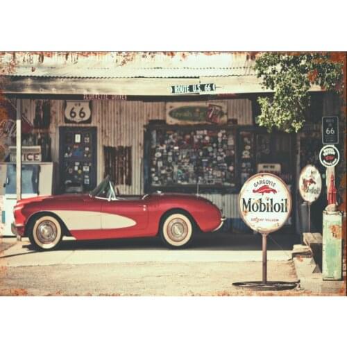 Route 66 Car Metal Sign Man Cave Race Plaque USA Garage Retro Vintage Mobil