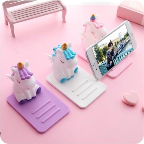 Cute Anti-Slip Cartoon Unicorn Mobile Phone Holder Support Desk Decor Phone Bracket for IPhone 11 XS XiaoMi Huawei Samsung Stand