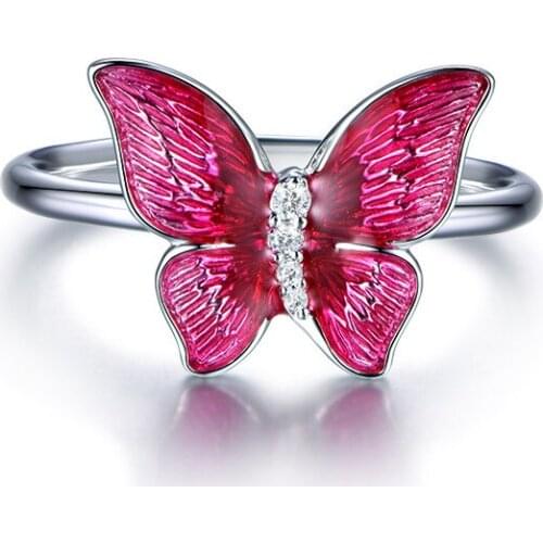 Fashion enamel butterfly rings for women Trendy cute animals finger ring jewelry female girl gift