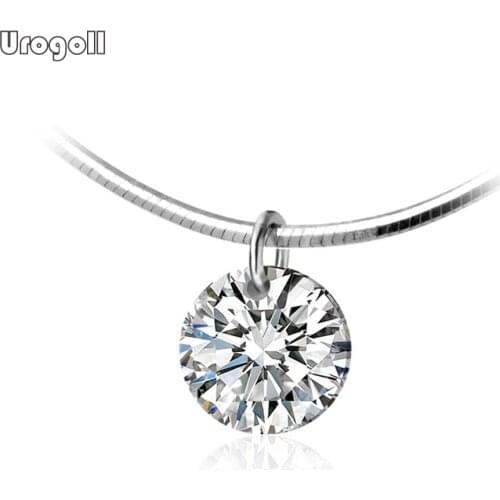 Fashion Ladies Wedding Jewelry 925 Sterling Silver With cubic zirconia Round Shaped Pendant Necklaces For Women Jewelry Gifts