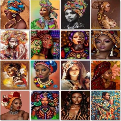 DIY Diy Coloring Picture By Numbers Africa Girl Unique Gift For Children Painting By Numbers Portrait Zero Foundation Wall Art