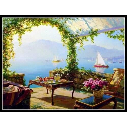 Golden panno,Needlework,DIY DMC Cross stitch,Sets For Embroidery kit 14ct unprinted cotton thread beautiful scen Cross-Stitching