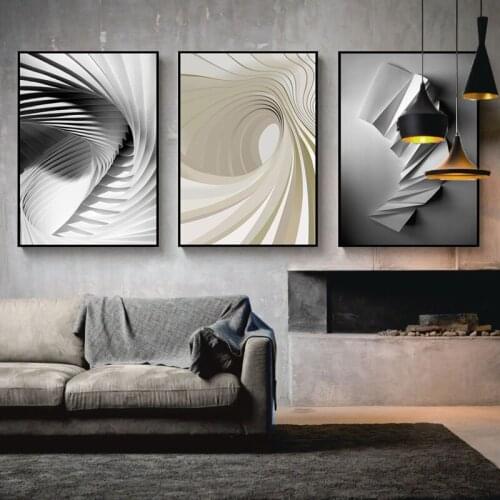 Wall Art Frame, Nordic Art, Black and White, Canvas with Prints for Abstract Decoration for Living Room Customizable Wholesale