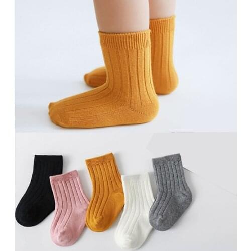 2020 New casual solid color childrens socks 0-5 years old baby childrens warm socks