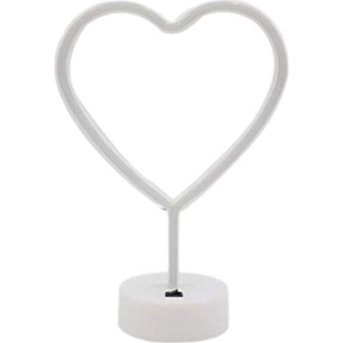 New Neon Heart Light LED Neon Signs Night Light Room Decor Heart Shaped with Holder Base Table Neon Light for Bedroom
