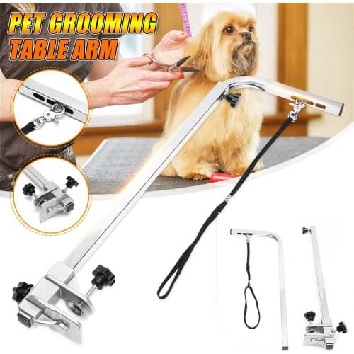 Pets Suspension Grooming Bracket Foldable Steel with Sling Adjustable Metal Table Arm Support Dog Cat Holder for Bath Desk