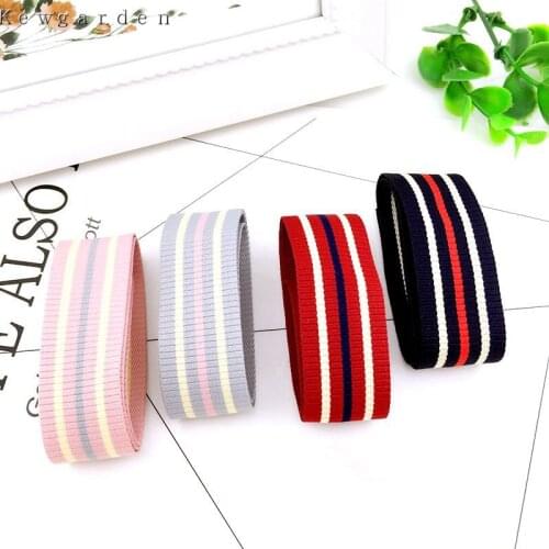 Kewgarden 25mm 1" Stripe Ribbons Handmade Tape Satin Ribbon DIY Bowknot Accessories Riband Ribbons 5 y/lot