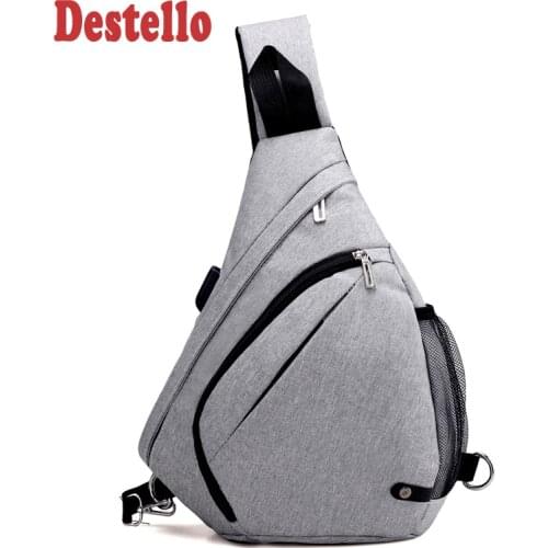 Casual Chest Bag gray Men Solid bag Fashion bucket single shoulder strap chest packs anti theft waterproof gray chest bag man