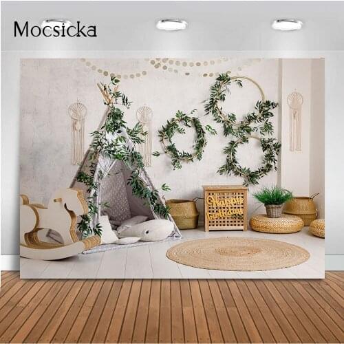 Adventure Tent Backdrop for Photography Trojan Children Kid Portrait Photo Background Dreamcatcher Birthday Photoshoot Prop