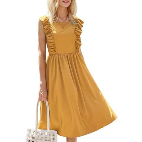 Plus Size Summer Women Dress Fashion Casual Loose Exquisite Vintage Stylish Ruffle Sleeveless Slim Lady Dresses Robe Femme