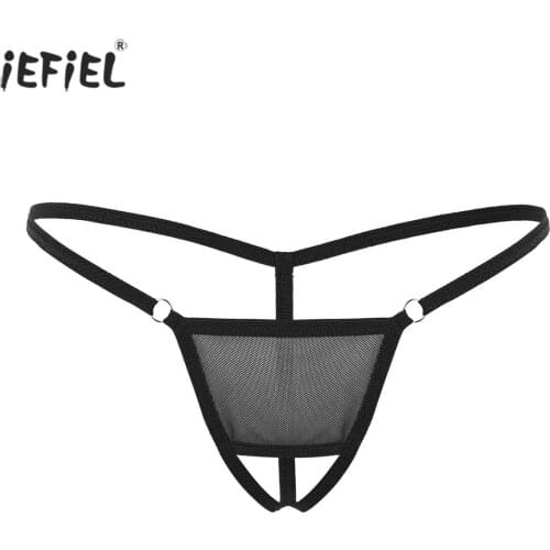 Sexy Lingerie G Strings Men Thongs Jockstrap Hollow Exposed Penis Cock Erotic Gay Underwear Summer Breathable Male Panties