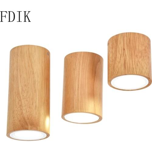 Nordic Round/square Wooden Ceiling Light Modern Led Ceiling Lamp for Home Bedroom Corridor Stairs Vintage Decor Lighting Fixture