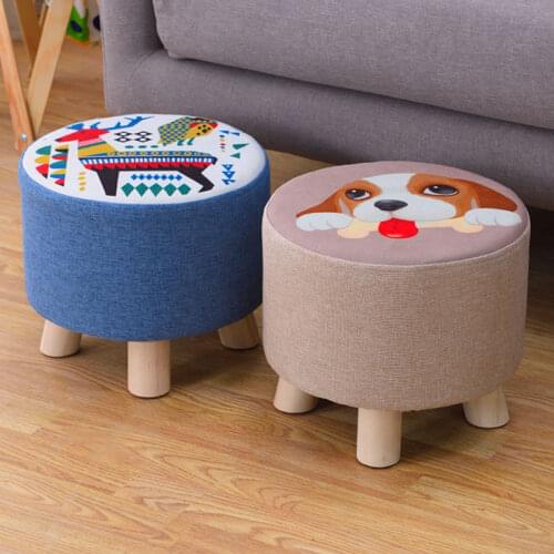 Modern Creativity Ottoman Home Furniture Casual Fabric Stool Living Room Solid Wood Stool Chair Simple And Stylish Step Stools