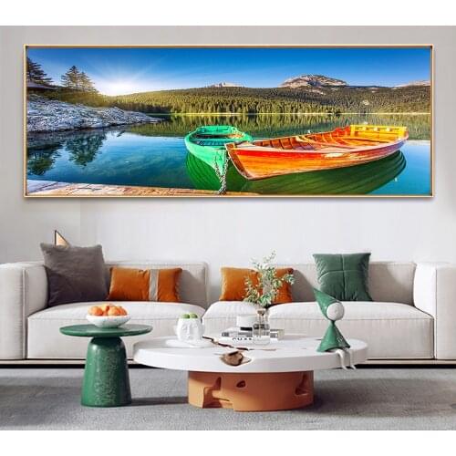 Modern Landscape Posters and Prints Wall Art Canvas Painting Sunrise Sea Mountain Picture for Living Room Cuadros Decor No Frame