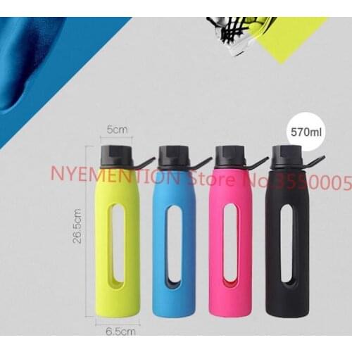 10pcs BPA Free Glass Water Bottle with Twist Cap and Soft Silicone Sleeve Great for Yoga GYM Cycling 570mL 19Oz