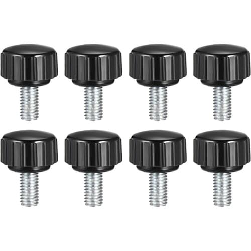 Uxcell Hot 8pcs M6 M4 M5 Thread Straight Round Head Locking Knob Long 10mm-30mm Clamping Screw Knob For Industry Equipment Black