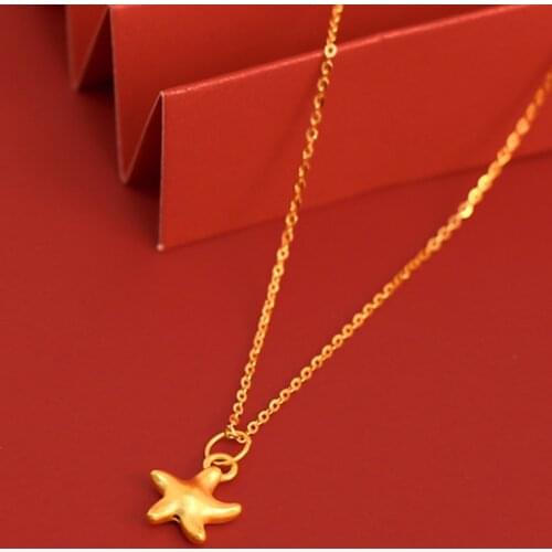 XF800 Genuine 24K Gold 999 Pendant Necklace for Women 18K Gold Solid AU750 Chain Trendy Star Shape Fine Jewelry 2020 X529
