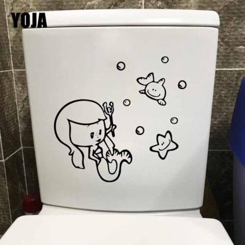 YOJA 23.9X22.7CM Wall Decal Toilet Sticker Kids Baby Fish Girl Kids Room Decoration T5-0296