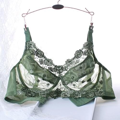 Womens Full Coverage Underwired Non-Foam Plus Size Floral Embrodiery Bra 34 36 38 40 42 44 46 48 B C D E F G H