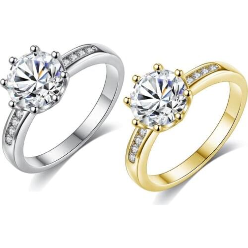 Womens Rings New Fashion Crown Ring Crystal Simple Zircon Ring Ladys Valentines Day Engagement Ring Gift 2019