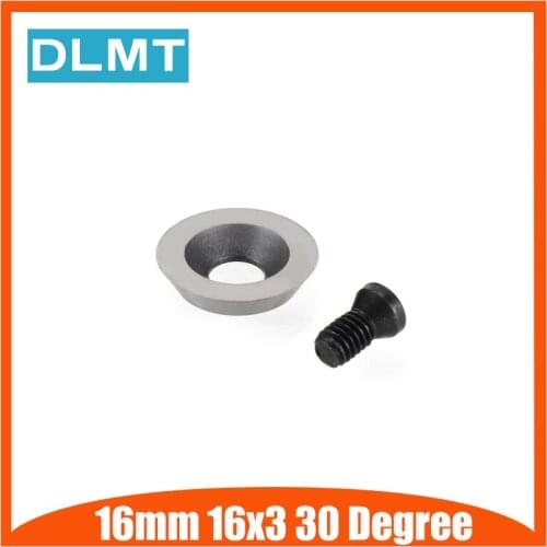 1PCS 30 Degree 16mm 16X3 Round Carbide Insert Cutter Finisher Wood Turning Lathe Tool with Screw Accessories