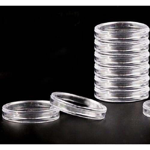 10Pcs Wholesale Transparent Coin Display Holder Applied Clear Round Cases Coin Storage Capsules Home Organizer Dia 23mm
