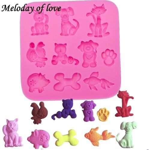 3D Animal Pig dog bones goldfish chocolate cake decorating tools DIY baking fondant silicone mold Clay Resin sugar Candy T0031