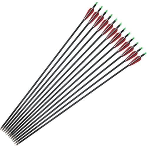 6/12/24 pcs Carbon Arrow 30 Inch Diameter 7.8mm Spine 500 with Replaceable Arrowhead for Compound Bow Archery Hunting Shooting