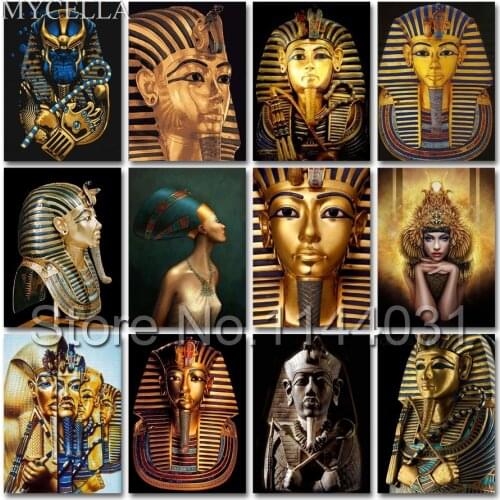 MYCELLA Diamond Embroidery Egyptian Pharaoh DIY Diamond Painting Mask Full Diamond Painting Cross Stitch Rhinestone Decoration