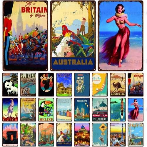 Australia Famous Building Metal Tin Sign Vintage Retro Plaque Classic Travel City Decoration Board Cafe Restaurant Wall Poster