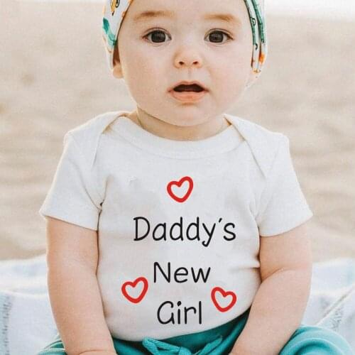 Daddys New Girl Newborn Toddler Kids Girl Clothes Short Sleeve Bodysuit Cotton Jumpsuit Baby Clothing Outfit Sunsuit
