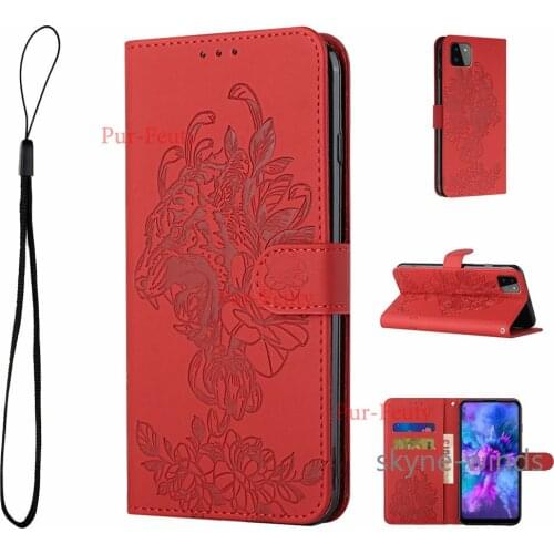 Case for Samsung Galaxy A22 leather tiger embossing stand phone holder flip wallet back cover coque fundas casing for SM A 22