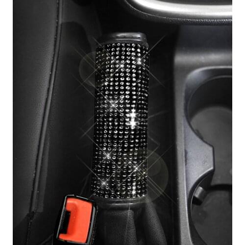 Black Diamond Crystal Gears Handbrake Cover Auto Interior Accessories Soft Plush Handle Sleeve Inner Rhinestone Car Decoration