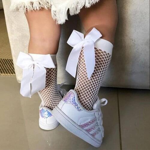 Baby Infant Kids Mesh Socks 2021 New Summer Toddler Bow Fishnet Ankle Girls Socks Breathable Fish Net Vintage Back Long Socks